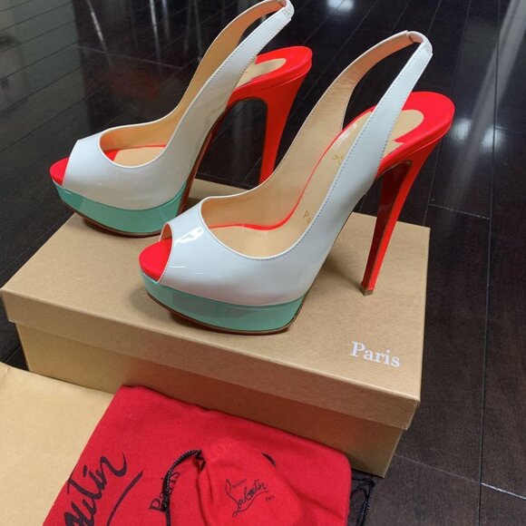 Christian Louboutin Bicolor Open Toe Pumps - Picture 2 of 5